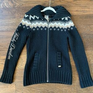 Harley-Davidson Black and Cream Women's Wool Blend Sweater, Large